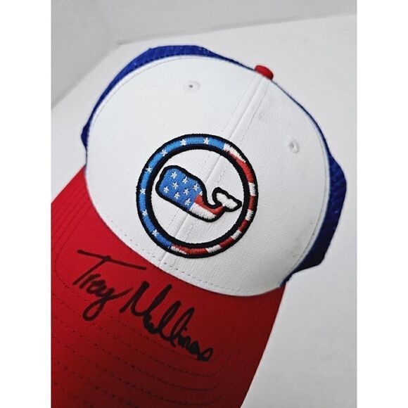 Vineyard Vines Patriotic Trucker Hat - Whale Red White Blue Low Pro Perf Mesh - Picture 6 of 6